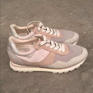 Chic Women's Sneakers in Beige and Silver